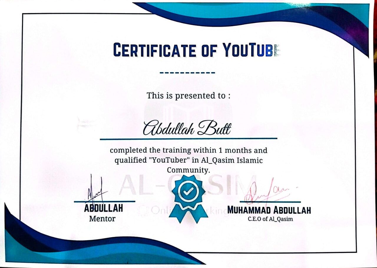 YOU TUBE Automation Certificate