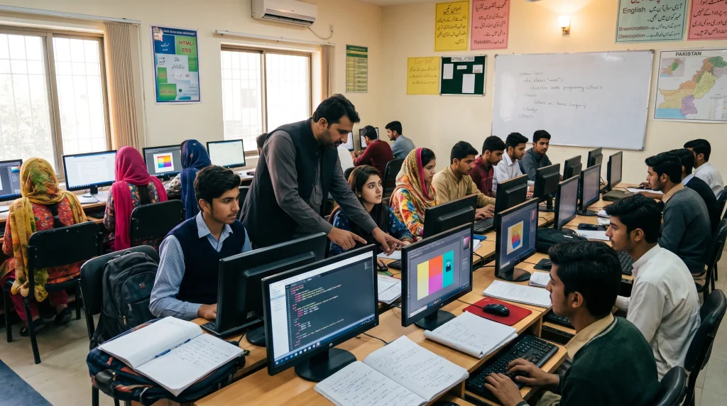 alkasim institute students learning digital skills in sheikhupura pakistan